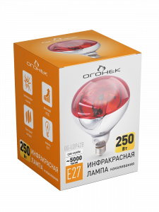 Инфракрасная лампа для обогрева птиц и животных, 250 Вт, цоколь Е27 Огонёк OG-LDP42В